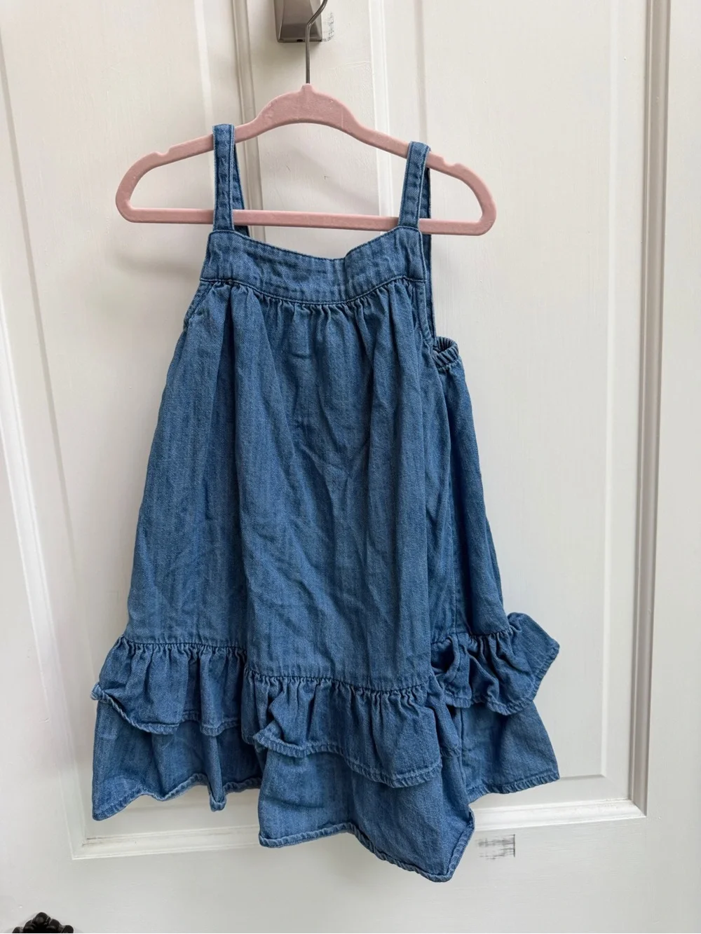 Old Navy 4T Girls Denim Blue Ruffle Hem Sleeveless Sundress Dress